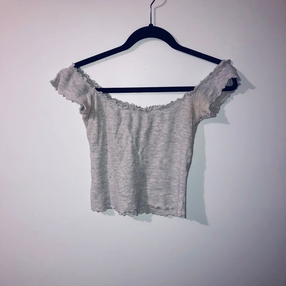 Light grey over the shoulder waffle tee